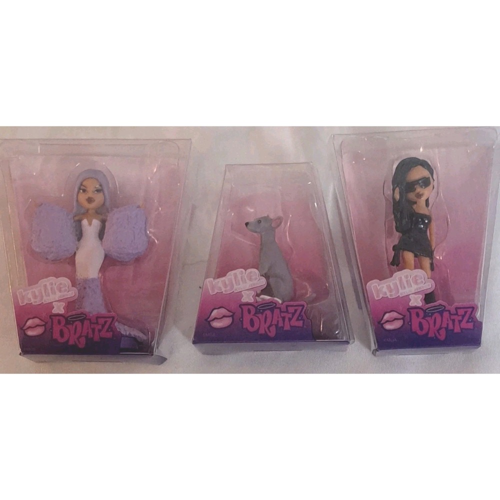 Bratz Kylie Jenner x Bratz Minis 3 Pc Set Black Dress Purple Gown & Norman NIB